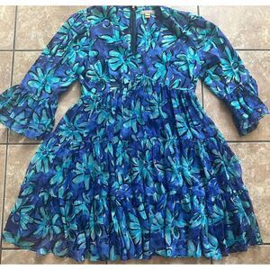 Michael Kors Collection 12 Silk Printed Babydoll Short Dress